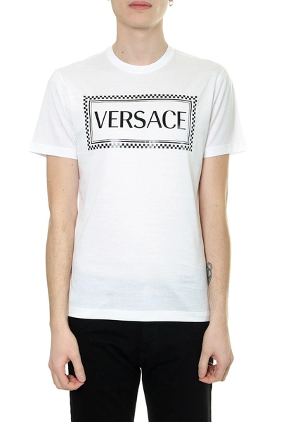 Shop Versace White Eco Sustainable Cotton T-shirt With 90s Vintage Logo