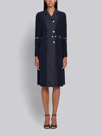 Shop Thom Browne Inside-out Coat Lining Dress In Blue