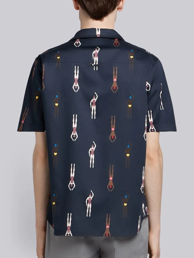 Shop Thom Browne Swimmer Print Shirt In Blue