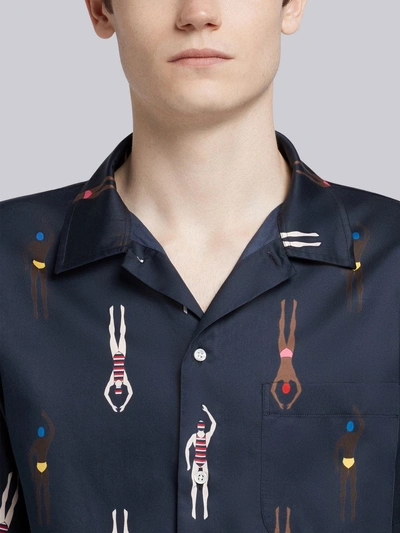 Shop Thom Browne Swimmer Print Shirt In Blue