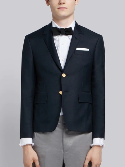 Shop Thom Browne Sateen 4-bar High-armhole Sport Coat In Blue