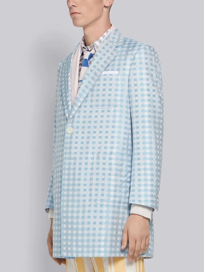 Shop Thom Browne Small Gingham Sack Overcoat In Blue