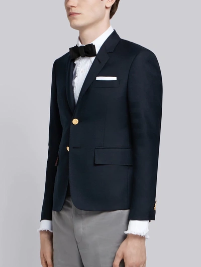 Shop Thom Browne Sateen 4-bar High-armhole Sport Coat In Blue