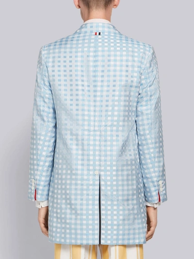 Shop Thom Browne Small Gingham Sack Overcoat In Blue