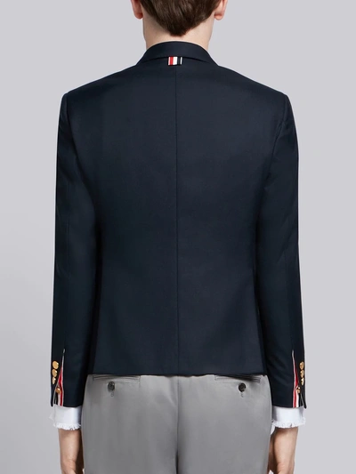 Shop Thom Browne Sateen 4-bar High-armhole Sport Coat In Blue