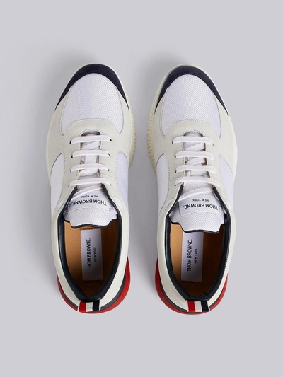 Shop Thom Browne Tricolour Sole Sneakers In White