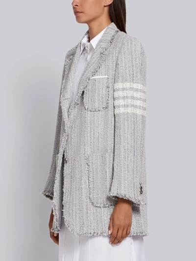Shop Thom Browne 4-bar Narrow Tweed Sack Jacket In Grey
