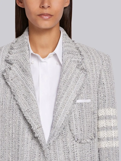 Shop Thom Browne 4-bar Narrow Tweed Sack Jacket In Grey