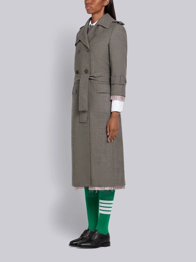 Shop Thom Browne Drop Lining Trench Overcoat In Grey