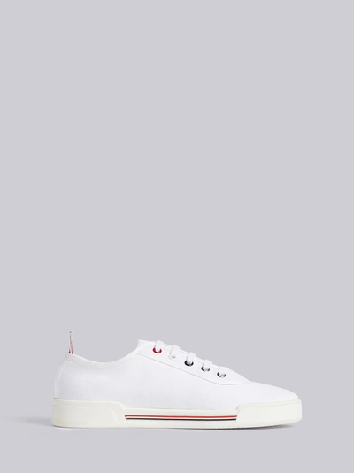Shop Thom Browne 4-bar Paper Label Canvas Trainer In White