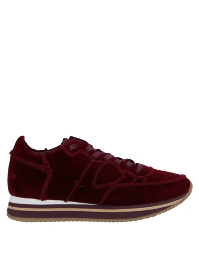 Shop Philippe Model Woman Sneakers Burgundy Size 7 Textile Fibers In Red