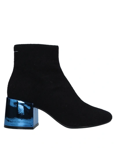 Shop Mm6 Maison Margiela Woman Ankle Boots Black Size 7.5 Textile Fibers