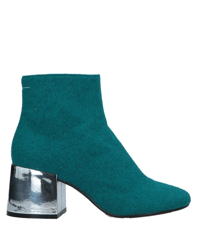 Shop Mm6 Maison Margiela Woman Ankle Boots Deep Jade Size 8 Textile Fibers In Green