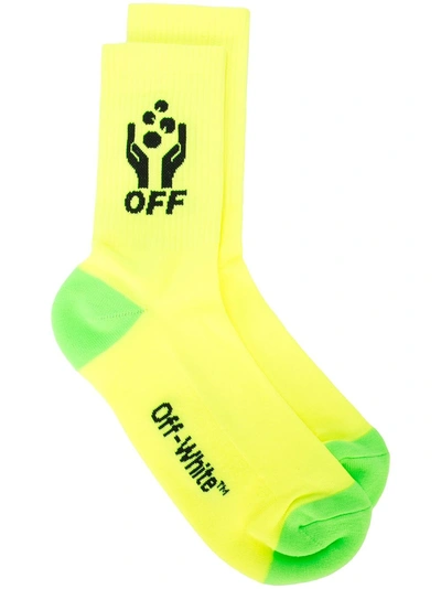 Shop Off-white Hands Logo Socks - Yellow