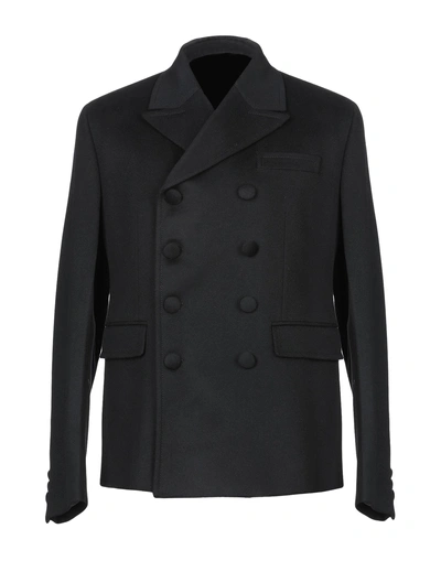 Shop Prada Man Coat Black Size 40 Wool