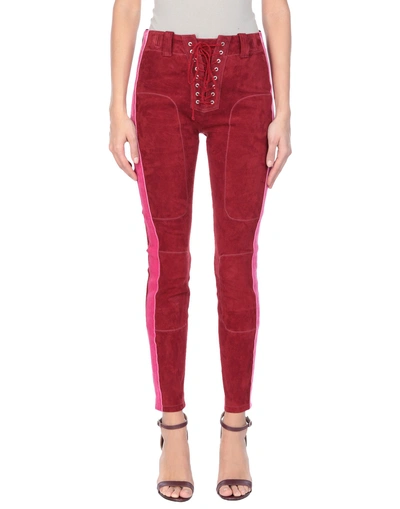 Shop Ben Taverniti Unravel Project Woman Pants Burgundy Size 26 Soft Leather, Polyamide, Elastane, Viscos In Red