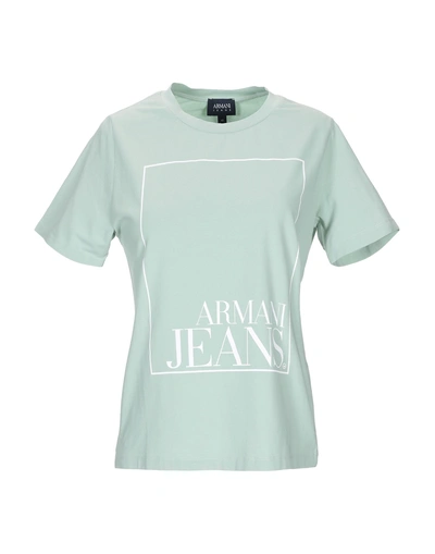 Shop Armani Jeans T-shirts In Light Green