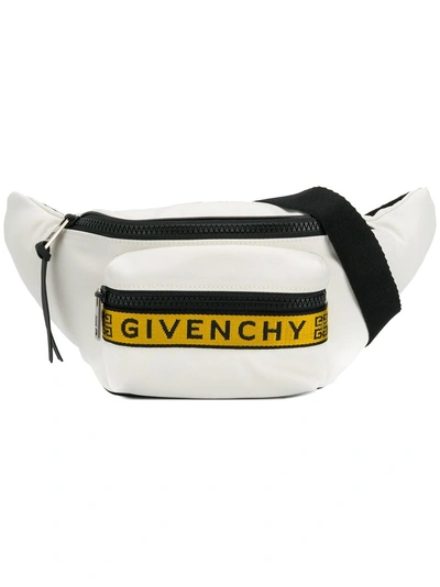 Shop Givenchy 4g Logo Tape Belt Bag - White