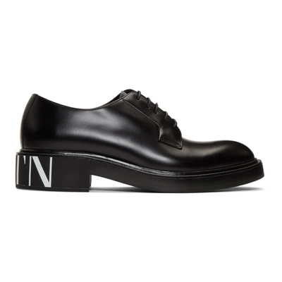 Valentino Garavani Vltn Logo-print Leather Derby Shoes In Black | ModeSens