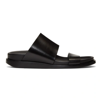 Shop Ann Demeulemeester Black Leather Flat Sandals In Nero