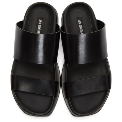 Shop Ann Demeulemeester Black Leather Flat Sandals In Nero