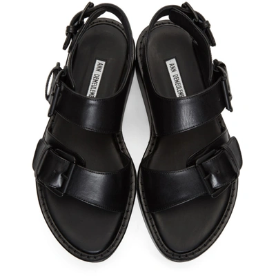 Shop Ann Demeulemeester Black Leather Strap Sandals In Nero