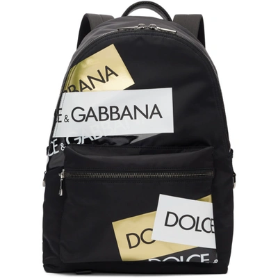 Shop Dolce & Gabbana Dolce And Gabbana Black Logo Tape Backpack In 8s574 Blk