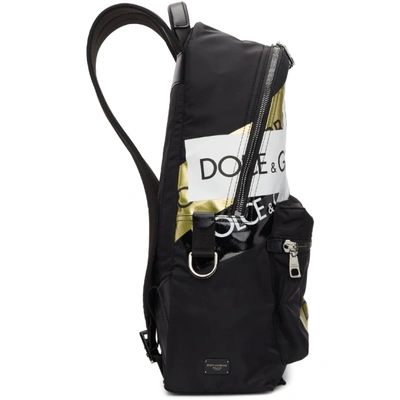 Shop Dolce & Gabbana Dolce And Gabbana Black Logo Tape Backpack In 8s574 Blk