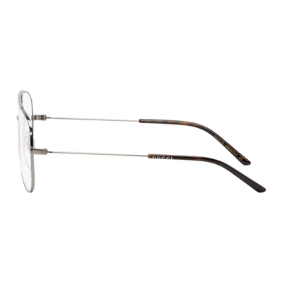 Shop Gucci Silver Metal Round Glasses