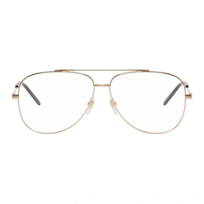 Shop Gucci Gold Metal Round Glasses