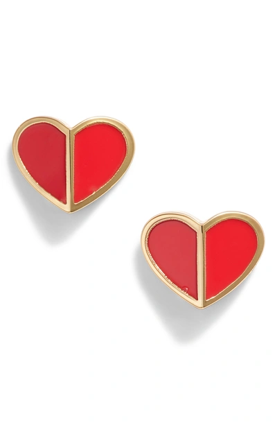 Shop Kate Spade Heart Stud Earrings In Zinnia Red