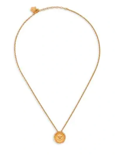 Shop Versace Medusa Strass Pendant Necklace In Oro Tribute Crystal