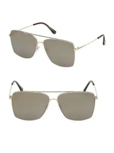 Shop Tom Ford Magnus 60mm Square Aviator Sunglasses In Rose Gold