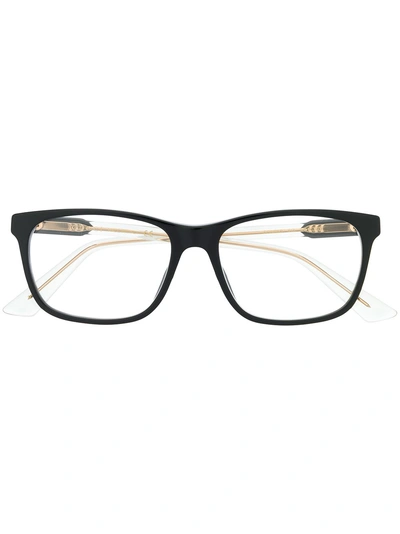 Shop Gucci Rectangular Frame Glasses In Black