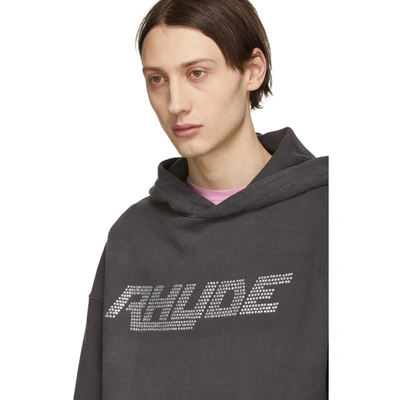 Shop Rhude Black Crystal Logo Hoodie