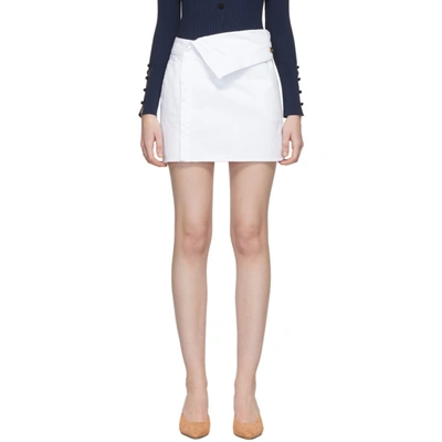 Shop Jacquemus White 'la Mini Jupe En Jean' Miniskirt