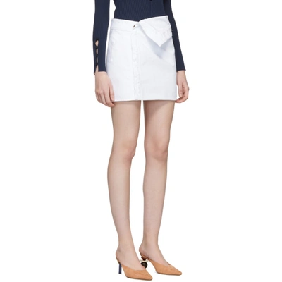 Shop Jacquemus White 'la Mini Jupe En Jean' Miniskirt