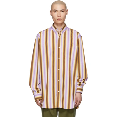 Shop Marni Purple And Brown Degrade Stripe Shirt In Stc60lilbrn