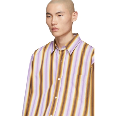 Shop Marni Purple And Brown Degrade Stripe Shirt In Stc60lilbrn