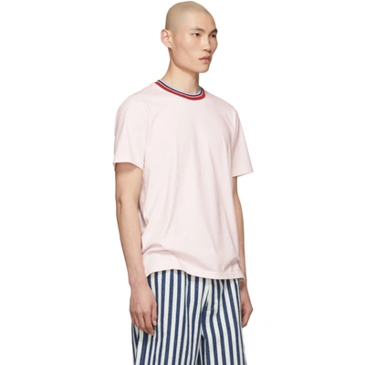 Shop Marni Pink Striped Collar T-shirt In 00c09 Pink