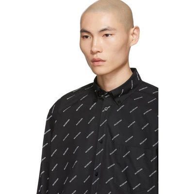 Shop Balenciaga Black All Over Logo Shirt In Blkwht