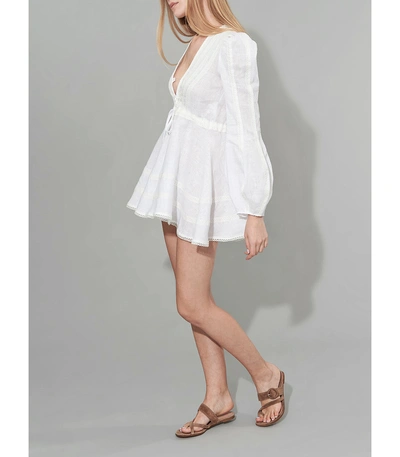 Shop A Mere Co White Victoria Longsleeve Mini Cover Up