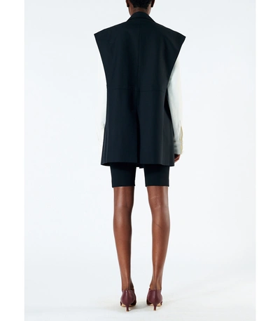 Shop Tibi Tropical Wool Oversized Double Breasted Vest In Black