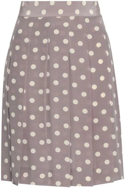 Shop Marc Jacobs Woman Pleated Polka-dot Silk Crepe De Chine Mini Skirt Gray