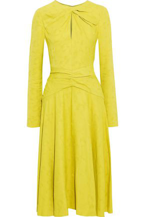 ruched jacquard midi dress