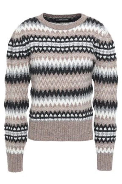 Shop Marc Jacobs Woman Wool-blend Jacquard Sweater Mushroom