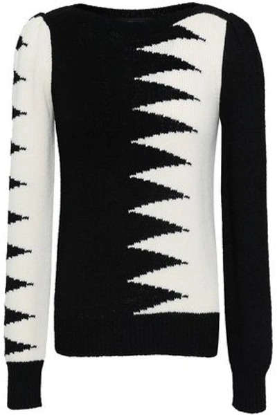 Shop Marc Jacobs Woman Intarsia-knit Sweater Black