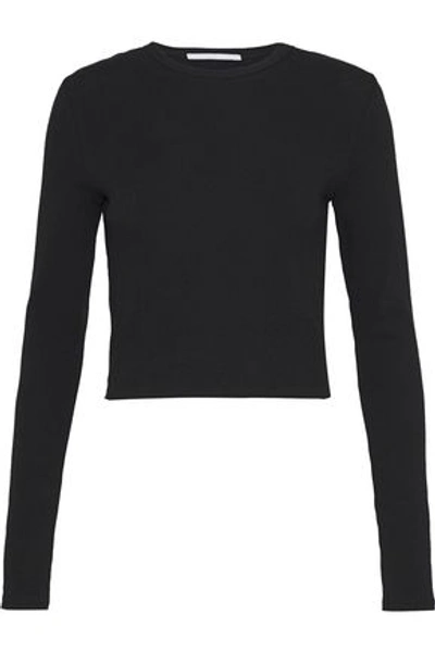 Shop Rosetta Getty Woman Cropped Cotton-jersey Top Black