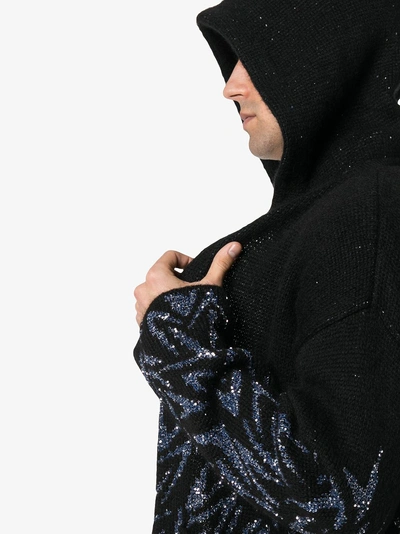 Shop Saint Laurent Boomerang Knit Hoodie In Black
