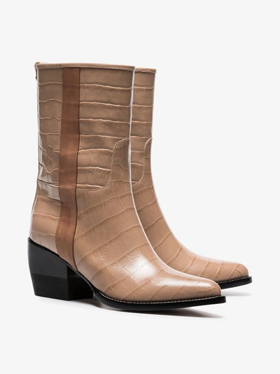Shop Chloé Brown 60 Snakeskin-effect Boots In Neutrals
